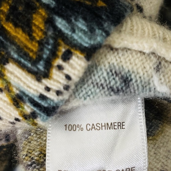 Garnet Hill‎ Floral 100% Cashmere Pullover Sweater V Neck Warm Cozy Boho Size M - Picture 7 of 8
